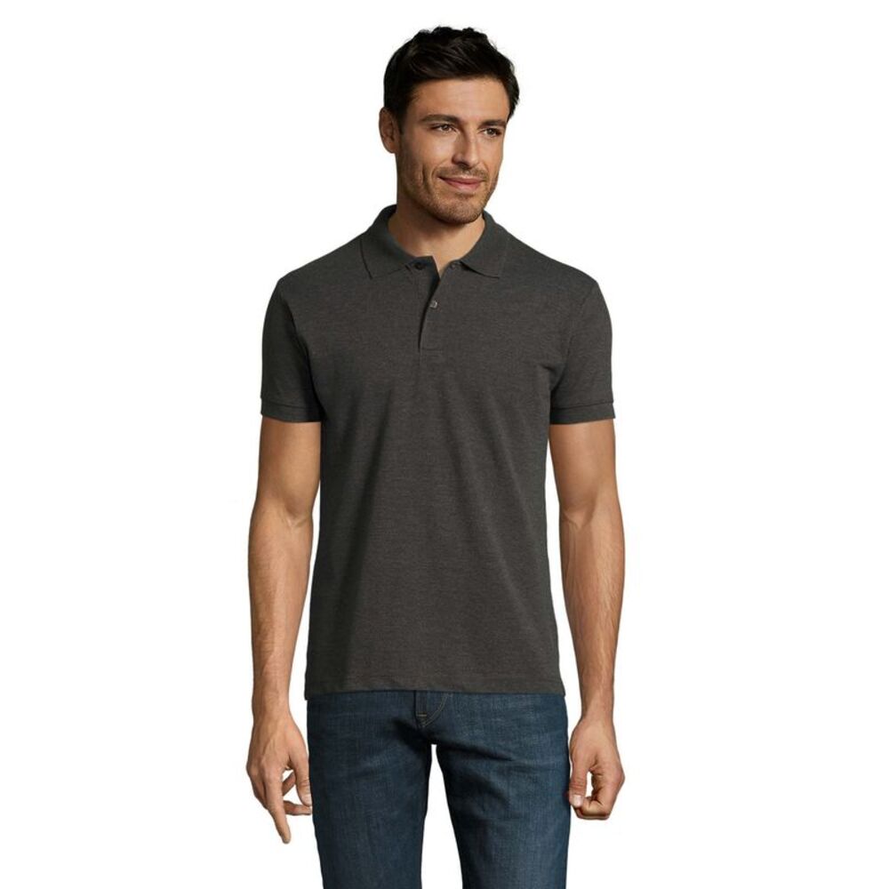 SOLS Mens Perfect Heather Polo Shirt / Charcoal Melange